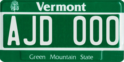 VT license plate AJD000