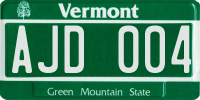 VT license plate AJD004