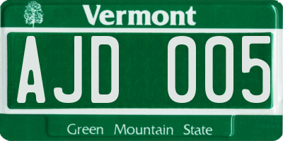 VT license plate AJD005