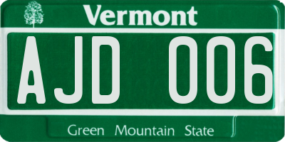 VT license plate AJD006