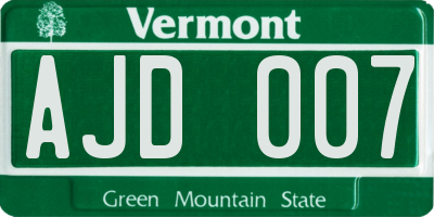 VT license plate AJD007
