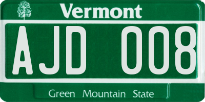 VT license plate AJD008