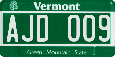 VT license plate AJD009