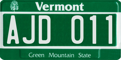 VT license plate AJD011
