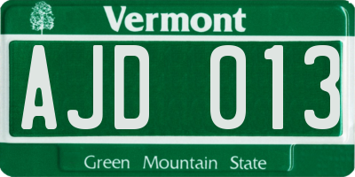 VT license plate AJD013