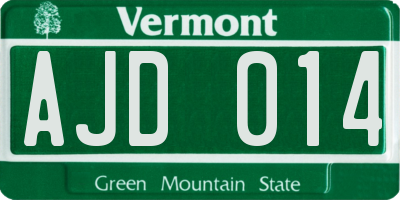 VT license plate AJD014