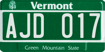 VT license plate AJD017