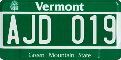 VT license plate AJD019