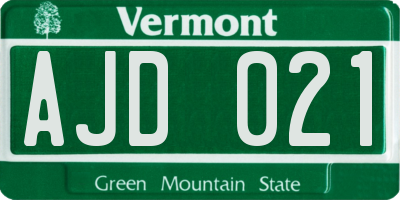 VT license plate AJD021