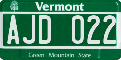 VT license plate AJD022