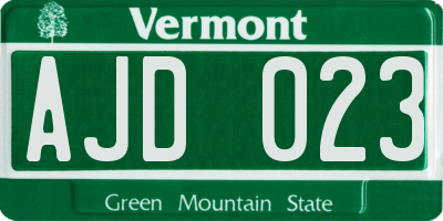 VT license plate AJD023