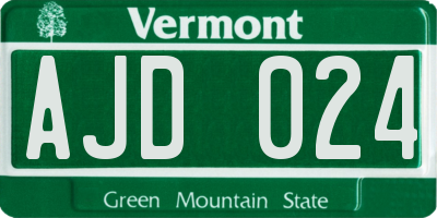 VT license plate AJD024