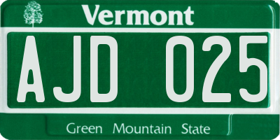 VT license plate AJD025