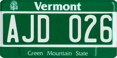 VT license plate AJD026