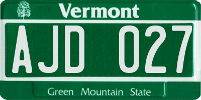 VT license plate AJD027