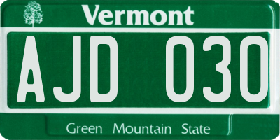 VT license plate AJD030
