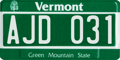 VT license plate AJD031