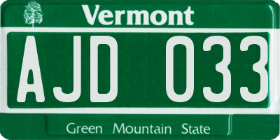 VT license plate AJD033