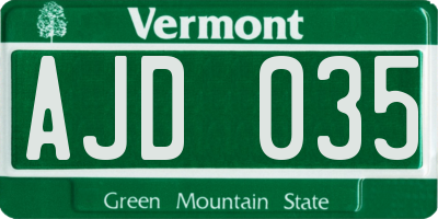 VT license plate AJD035