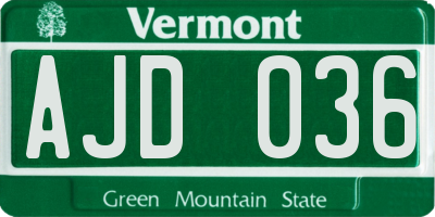 VT license plate AJD036