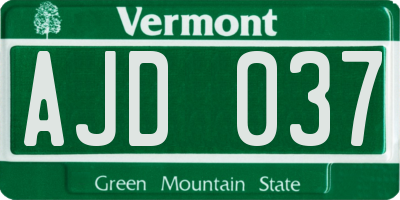 VT license plate AJD037