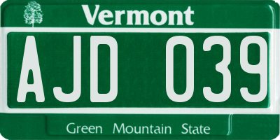 VT license plate AJD039