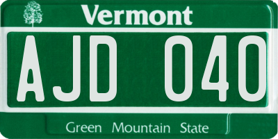 VT license plate AJD040