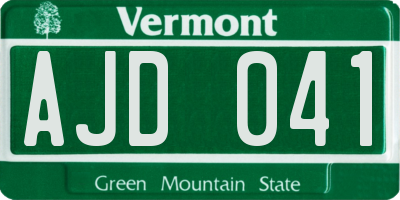 VT license plate AJD041