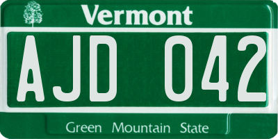 VT license plate AJD042