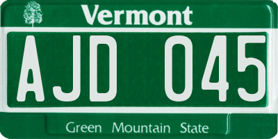 VT license plate AJD045