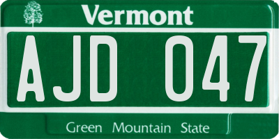 VT license plate AJD047