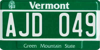 VT license plate AJD049