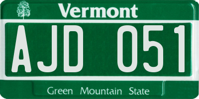 VT license plate AJD051