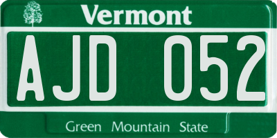 VT license plate AJD052