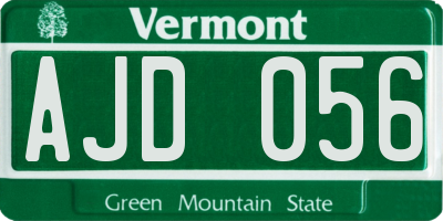 VT license plate AJD056