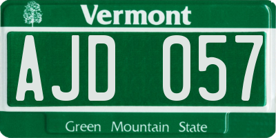 VT license plate AJD057