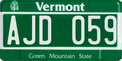 VT license plate AJD059