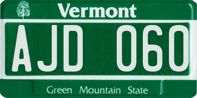 VT license plate AJD060