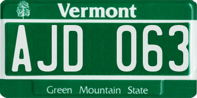 VT license plate AJD063