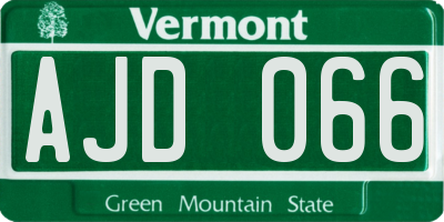 VT license plate AJD066