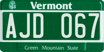 VT license plate AJD067
