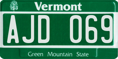 VT license plate AJD069