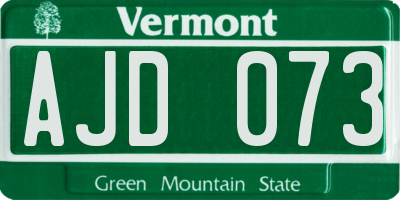 VT license plate AJD073