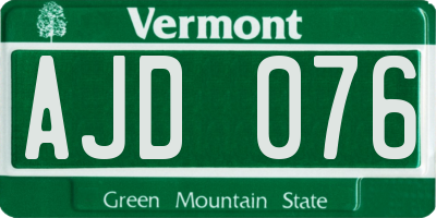 VT license plate AJD076