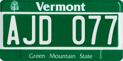 VT license plate AJD077