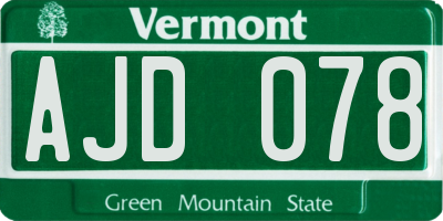VT license plate AJD078