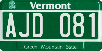 VT license plate AJD081