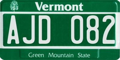 VT license plate AJD082