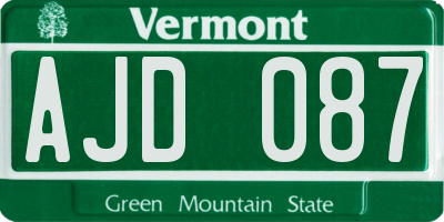 VT license plate AJD087