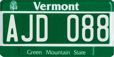 VT license plate AJD088